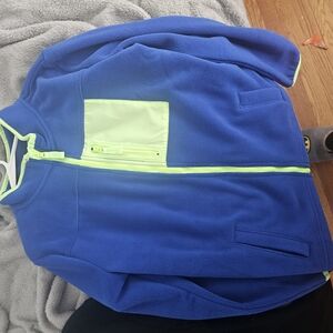 Kids Blue Fleece Jacket with Neon Accents